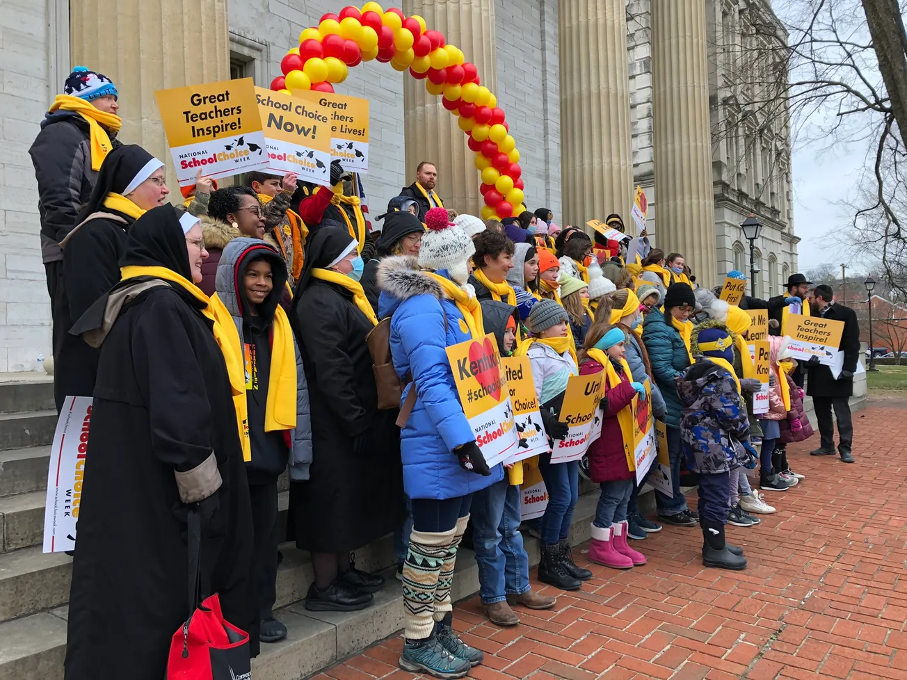 Students gather to rally for educational freedom at the old State Capitol Building. (January, 2022)